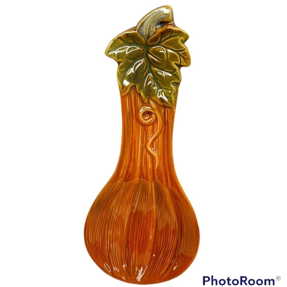 Spoon Rest Fall Harvest Glazed Hand Painted Pumpkin Kitchen Decor Halloween - Picture 6 of 11